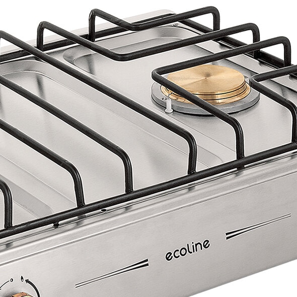 COCINETA INDUSTRIAL A GAS DE 2Q 28&quot; ENC/ELEC PARRILLA FUNDIDA 54X73.2X18CM PLATEADO/INOX -ECOLINE