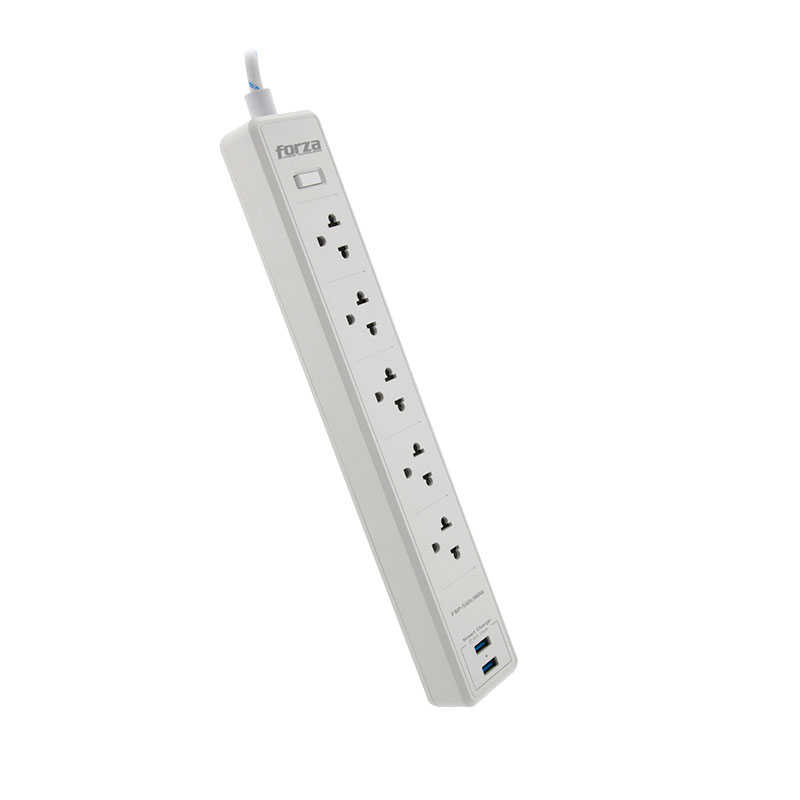 PROTECTOR DE VOLTAJE 1200J/1540W 5 TOMAS 2 USB 110V/220V -FORZA