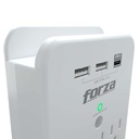 PROTECTOR D/VOLTAJE  110V 3USB 1875W BLANCO/-FORZA