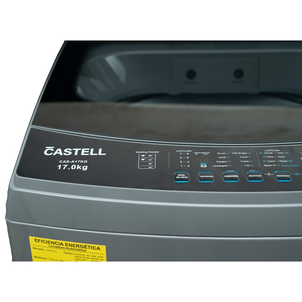 LAVADORA AUTOMÁTICA 17KG C/ENTREDA DOBLE DE AGUA GRIS/-CASTELL