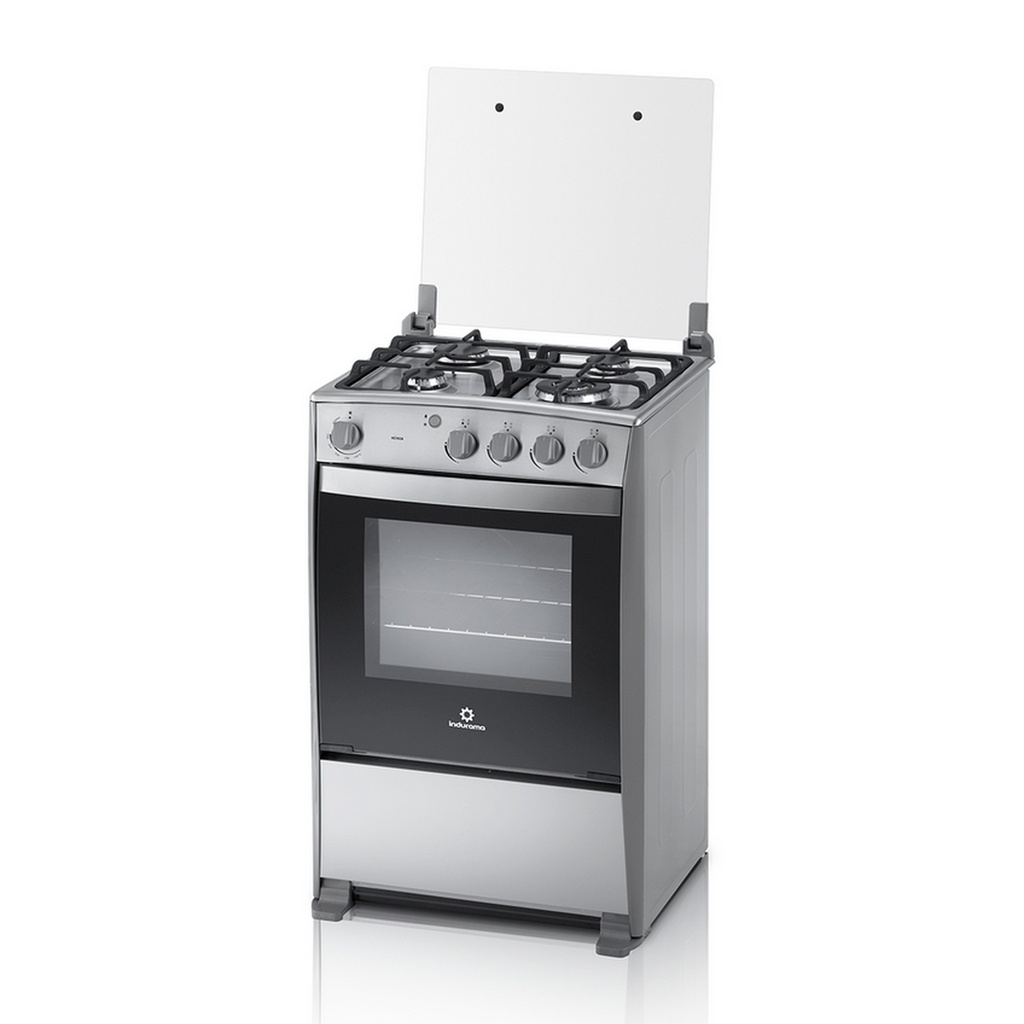 COCINA A GAS DE 4Q 24&quot; HOME E/ELECTRICO PARRILLA FUNDIDA V.110V/50HZ 58X63X98CM CROMA/-INDURAMA