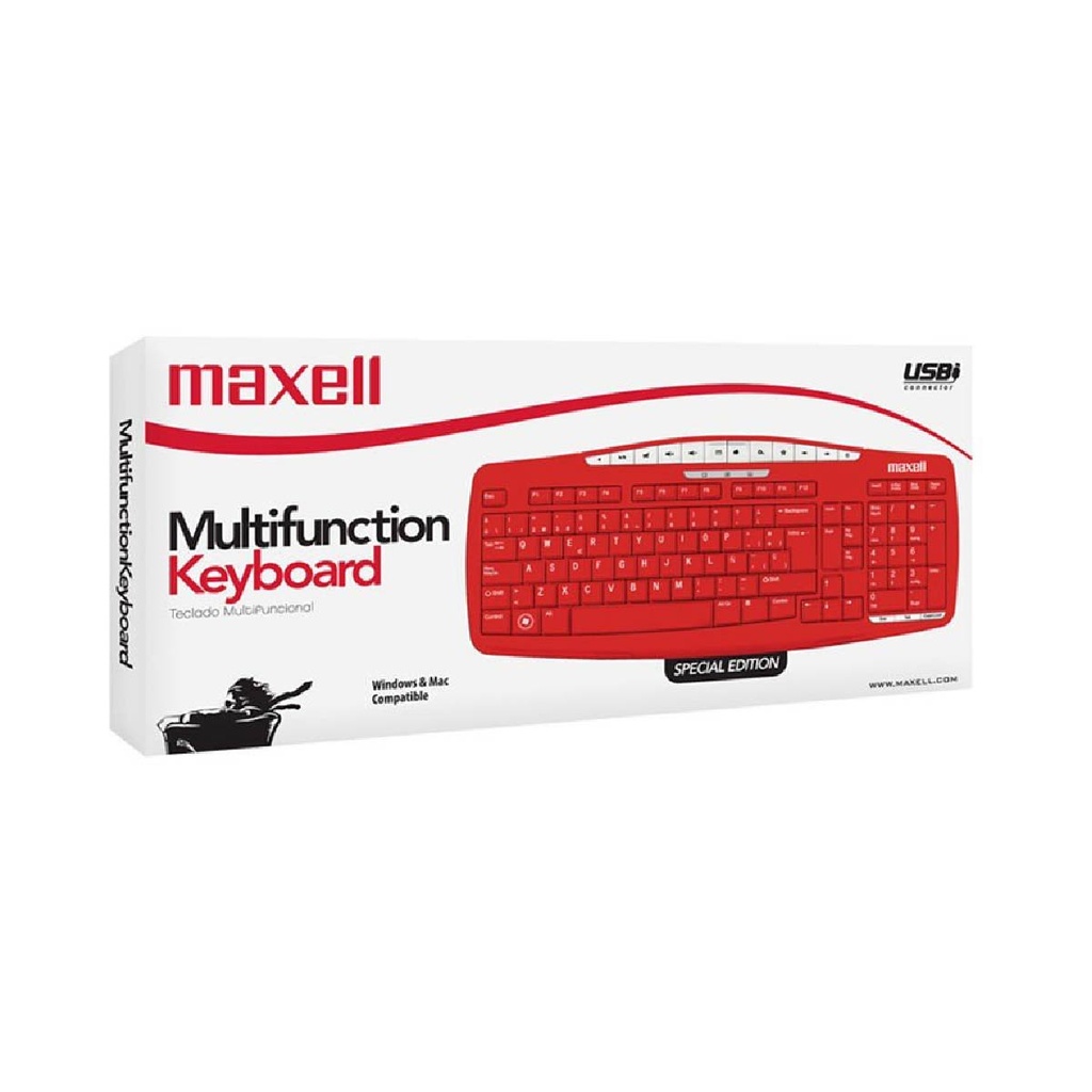 TECLADO ALAMB MULT ROJO - MAXELL