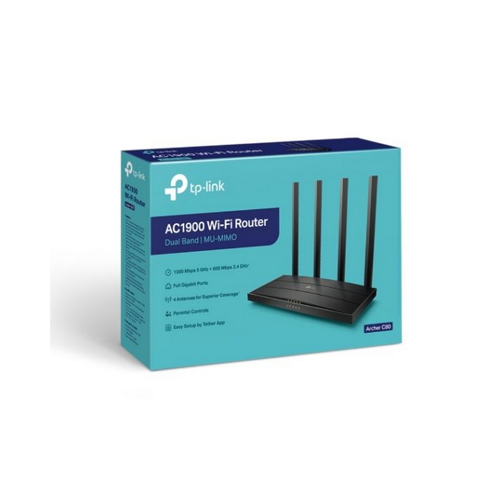 ROUTER AC1900 4 ANT 4 PTOS  1300/600MPS WIFI NEGRO/-TPLINK ARCHER C80