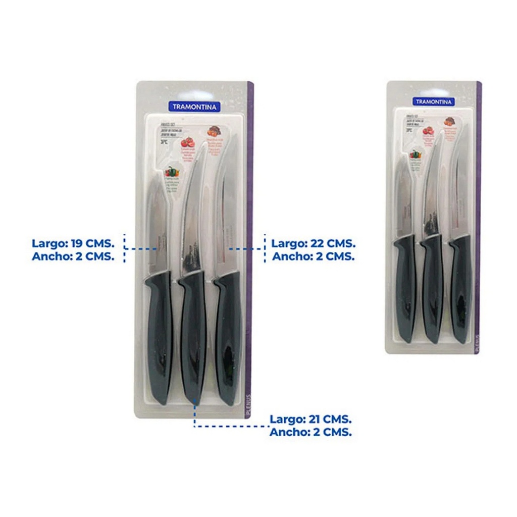 CUCHILLO PLENUS JUEGO 3UNIDADES - TRAMONTINA