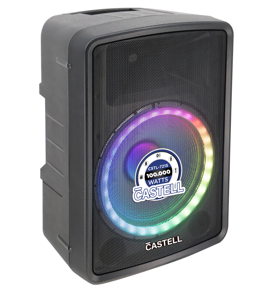 CAJA AMPLIFICADA DE 15&quot; BLOETOOTH USB MP3 MEMORY CARD 100.000W PMPO 45.5X55.5X74.5CM NEGRO/-CASTELL