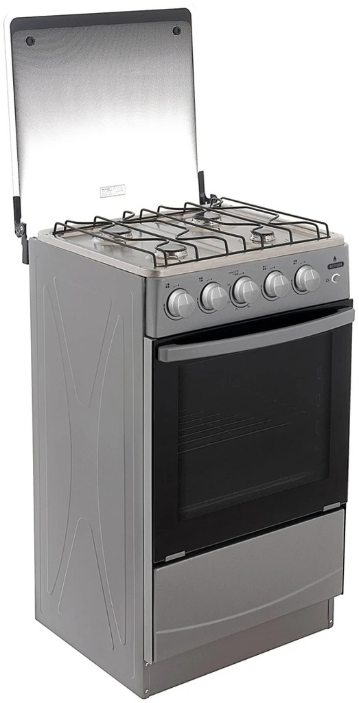 COCINA 21&quot; CON TAPA VIDRIO ECONOMICA 4Q BASE INOXIDABLE SILVER/-ECOGAS