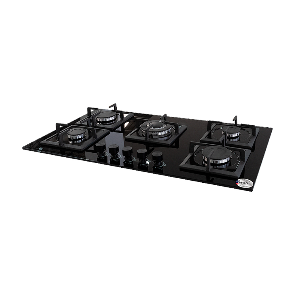 ENCIMERA NEW YORK II A GAS 5Q VIDRIO TEMPLADO NEGRO BP