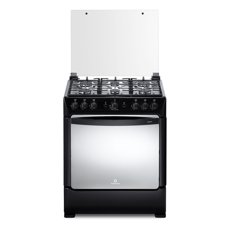 COCINA A GAS 6Q SORRENTO MAXGRILL ZAFIRO NEGRO-INDURAMA