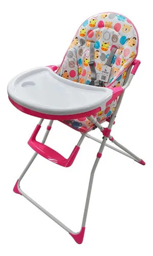SILLA DE COMER BEBE C/BANDEJA REMOVIBLE FUCSIA/BLANCO -CRECER