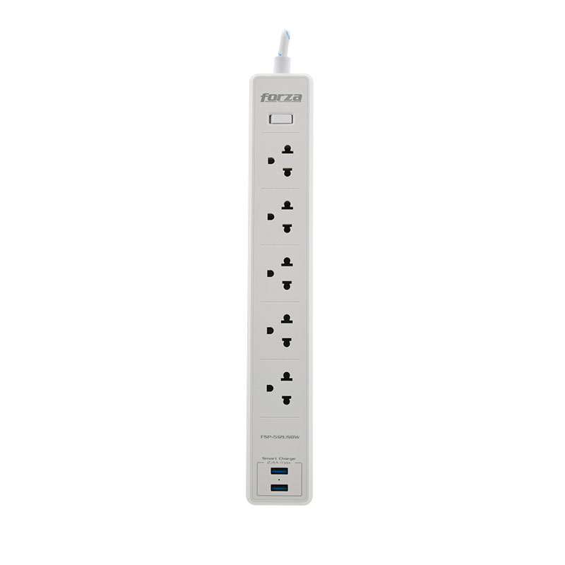 PROTECTOR DE VOLTAJE 1200J/1540W 5 TOMAS 2 USB 110V/220V -FORZA