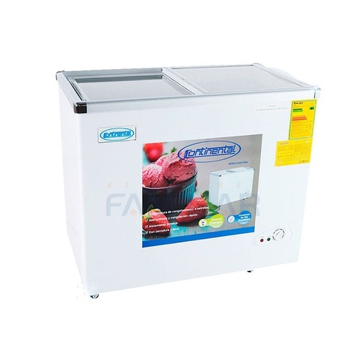 [SD-210Q T V] CONGELADOR CONTINENTAL CON TAPA DE VIDIRO, 210 LT