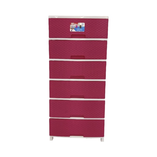 [CAJ EXT.GI RAT FUCSIA PASTEL 6P] CAJONERA EXTRA GIGANTE RATTAN FUCSIA PASTEL 6 PISOS
