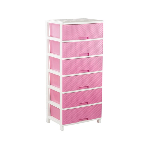 [CAJ EXT.GI RAT ROS 6P] CAJONERA EXTRA GIGANTE RATTAN ROSADA 6 PISOS
