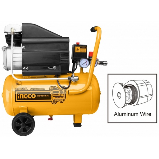 [UAC120248] COMPRESOR DE AIRE 2HP 1.5KW 24LT 220-240V AMARILLO/-INGCO