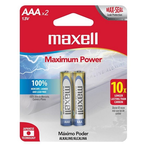 [LR03 2BP AAA ALKALINE] PILA PAR AAA ALCALINA DORADO - MAXELL