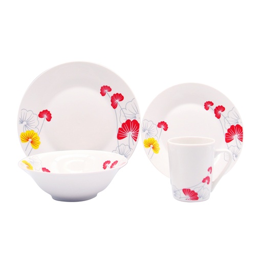 [CSTL-V16] VAJILLA DE PORCELANA 16PZA SURTIDA APTO PARA MICROONDA -CASTELL