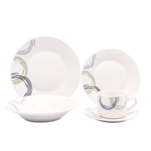 [CSTL-V20] VAJILLA DE PORCELANA 20PZA SURTIDA APTO PARA MICROONDA -CASTELL
