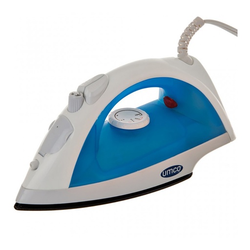 [0536] PLANCHA SECO VAPOR BASE INOX 1200W BLANCO CELESTE - UMCO