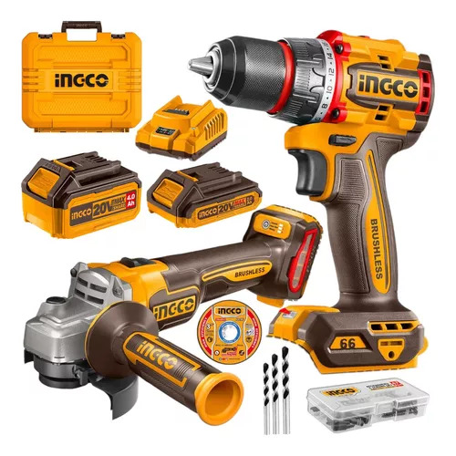[UCKLI20273] TALADRO INALAMBRICO 1/2&quot; + AMOLADORA ANGULAR DE 4 1/2&quot; -INGCO