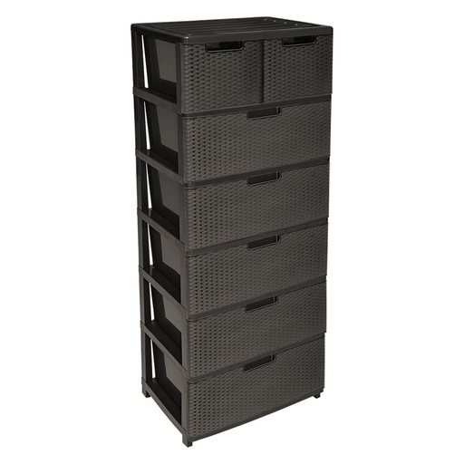 [CAJONERA SUPREMA DUO RATAN 6P CAFE] CAJONERA PLAST. SUPREMA DUO RATAN 6P CAFE/-PICA