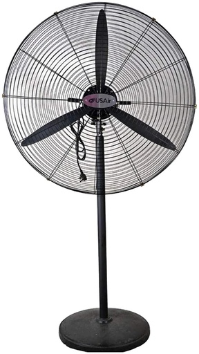 [MVTIND-PD] VENTILADOR DE PEDESTAL 30P 3 ASPAS TURBO INDUSTRIAL 9X81X81CM NEGRO/-USAIR