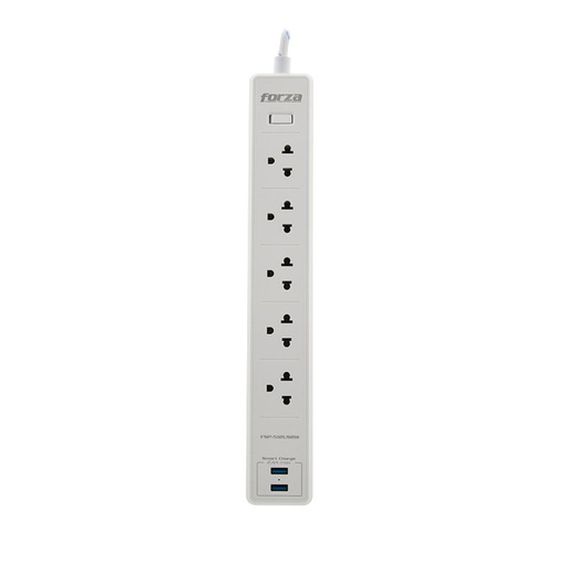 [FSP-512USBW] PROTECTOR DE VOLTAJE 1200J/1540W 5 TOMAS 2 USB 110V/220V -FORZA