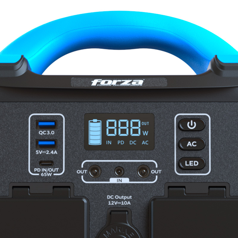 ESTACION ELECTRICA  300W PORTABLE DE BATERIA 8 PUERTOS 110V NEGRO-FORZA