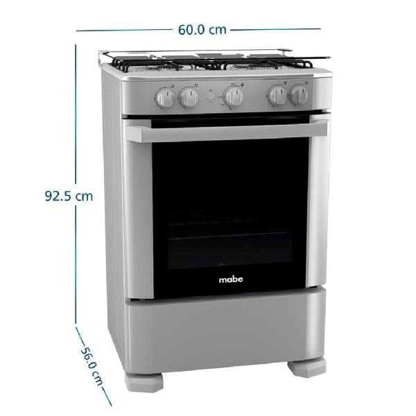 Cocina a gas Mabe  4 quemadores, 52 cm color acero inoxidable, Parrilla hierro fundido