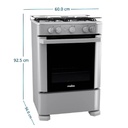 Cocina a gas Mabe  4 quemadores, 52 cm color acero inoxidable, Parrilla hierro fundido