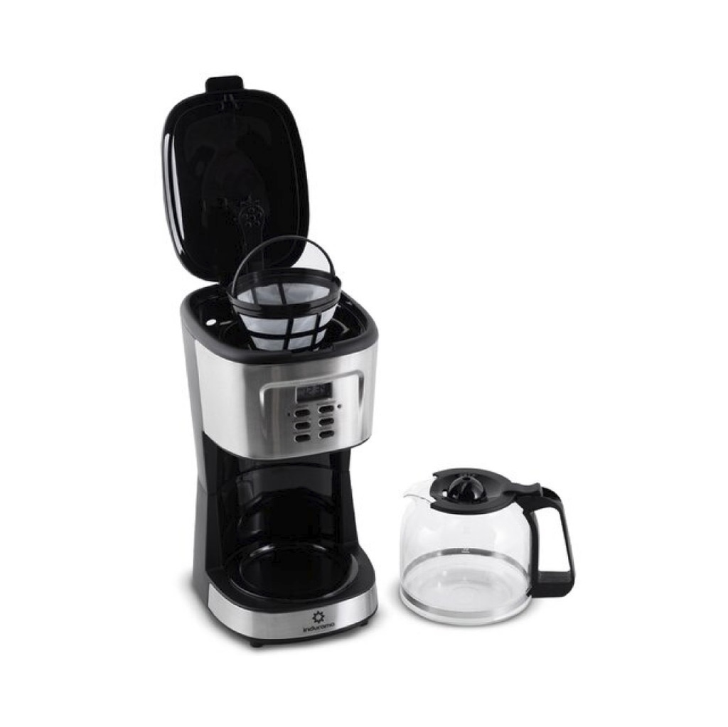 CAFETERA 1.5LT 12 TAZAS  INOX/NEGRO -INDURAMA