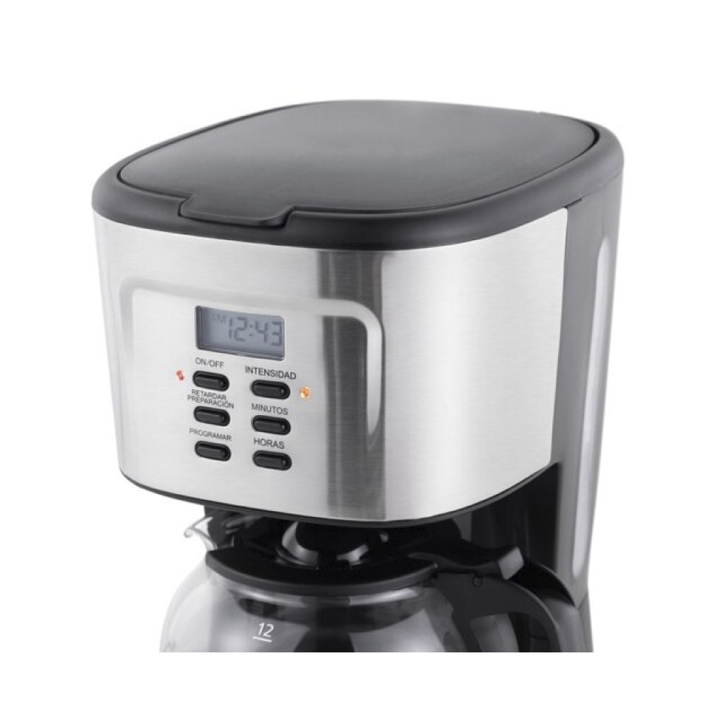 CAFETERA 1.5LT 12 TAZAS  INOX/NEGRO -INDURAMA