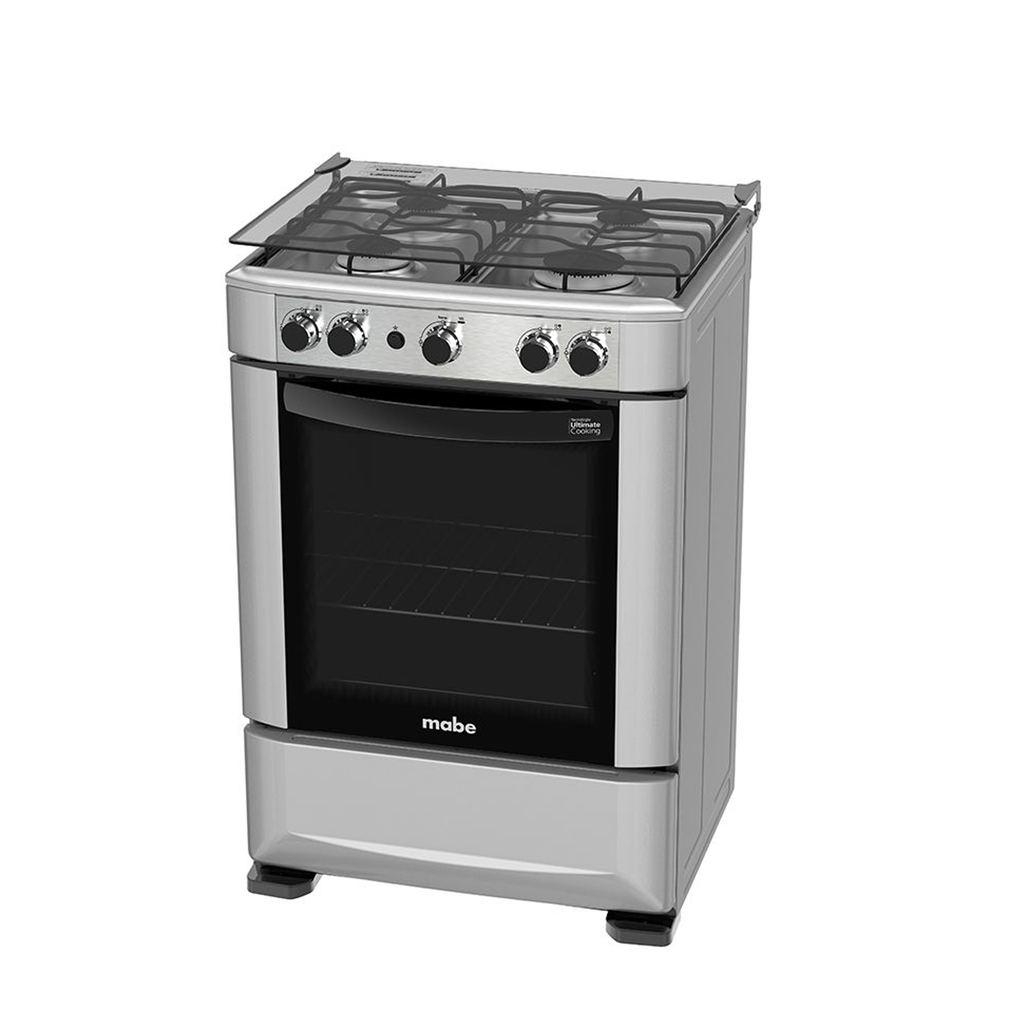 COCINA A GAS 60CM 4Q CON HORNO 94.5X60X65 SILVER/-MABE