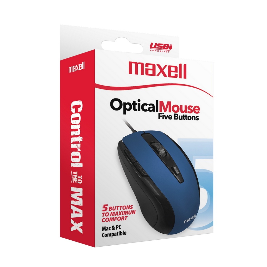 MOUSE OPTICO 5 BOTONES AZUL/-MAXELL MOWR-105 AZUL