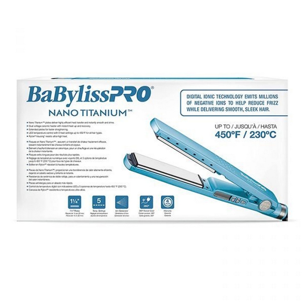 PLANCHA ALISADORA DE CABELLO 1 1/4&quot; NANO TITANIUM -BABYLISS