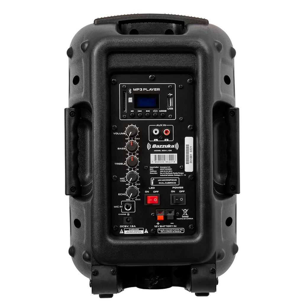 CAJA AMPLIFICADA BT/FM/PARL 8PLG 3000W   NEGRO - BAZZUKA