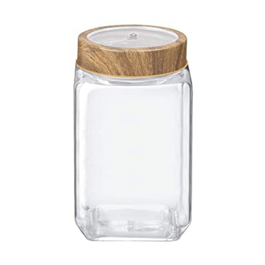 FRASCO DE VIDRIO C/TAPA 1000ML -HI-LUXE WOODY CUBE-1000