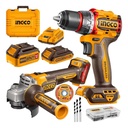 TALADRO INALAMBRICO 1/2&quot; + AMOLADORA ANGULAR DE 4 1/2&quot; -INGCO