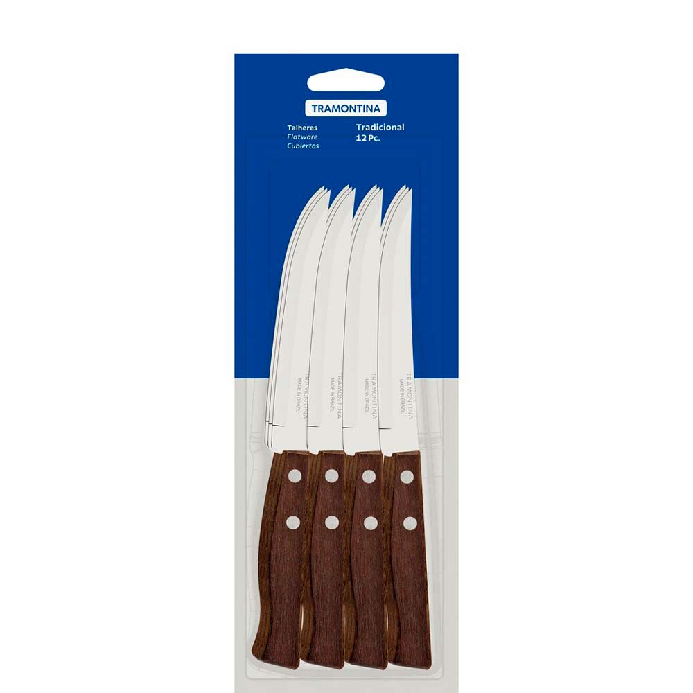 CUCHILLO PARA ASADO 12PZA CAFE/INOX -TRAMONTINA