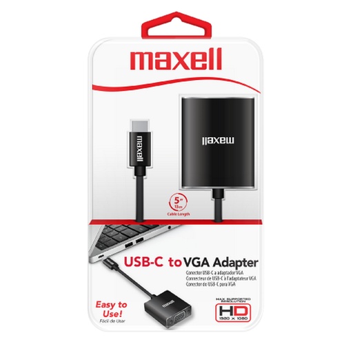 [CB-USB-C-VGA FEMALE CONV] ADAPTADOR USB C - VGA NEGRO - MAXELL