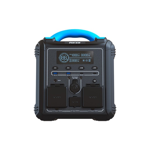 [FPP-T700] ESTACION ELECTRICA  700W PORTABLE DE BATERIA 9 PUERTOS 110V NEGRO/-FORZA