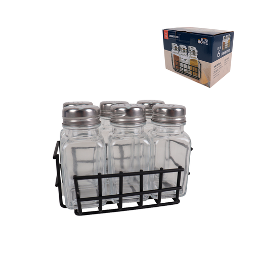 [57820] CONDIMENTERO DE VIDRIO X6 PZAS 80ML -BIG HOME