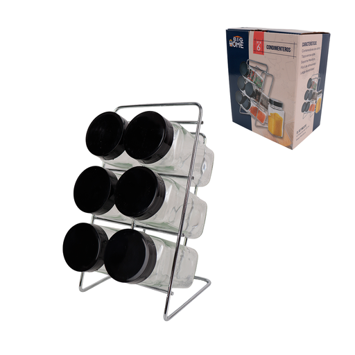 [57825] CONDIMENTERO DE VIDRIO X6 PZAS 120ML -BIG HOME